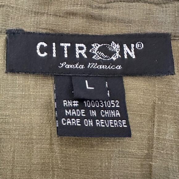 Citron Crinkled Textured Linen Button Down Blouse Top Large Lagenlook EUC - Picture 3 of 4